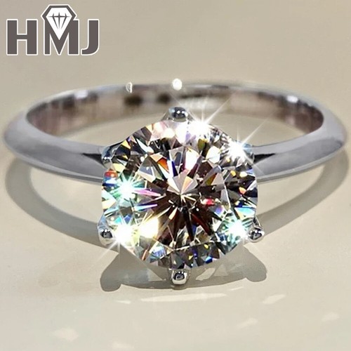 5 kt echter Moissanit Ring 925 Sterlingsilber Damen Verlobung Ehering Ringe - Bild 7 von 22