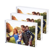 Magnetic Acrylic Picture Photo Frame 5x7 Inches 3 Pack Clear Glass Like Double
