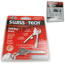Stainless Steel 6 In 1 Swiss+Tech Utili-Key Keyring Keychain Pocket E11 TX