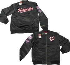 Washington Nationals Mens Mitchell & Ness Light Weight Satin Jacket Coat $150