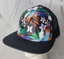 Hurley Men's Balboa Black Snapback Trucker Hat With Floral Designs New w/ Tag