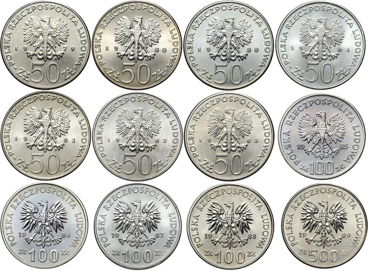 Poland - LOT 12 Coins - 50 100 500 Zloty Złotych 1979–1989