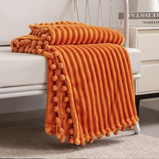 Fleece Blanket Throw Size   51X63, Orange   Soft, Plush, Fluffy, Fuzzy, Warm, Co