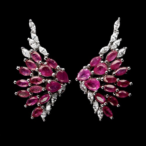 925 Sterling Silver Earrings Pear Ruby 4x3mm Natural Gemstone Jewelry
