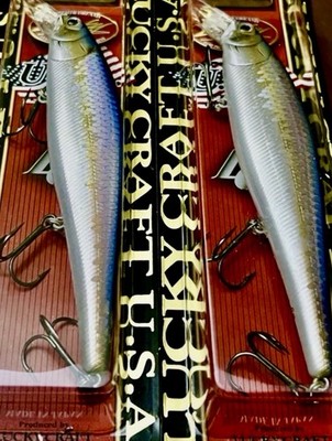 2 Lucky Craft Pointer 128 SP Minnow Jerkbait Fish Lures MS AMERICAN SHAD - NEW