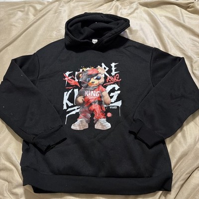 Shien Boys Size 13Y Black Graphic King Hoodie