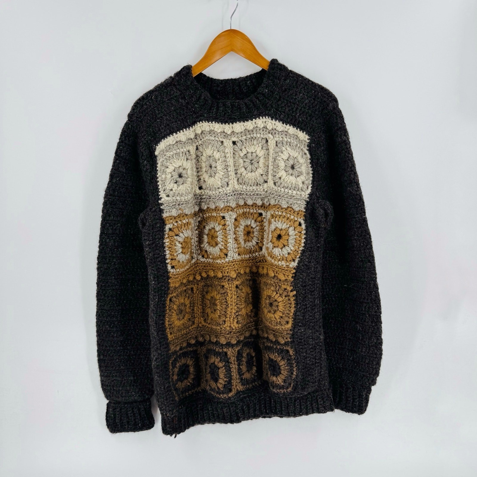 Handmade Crochet Patchwork Sweater Boho Chunky Kn… - image 7