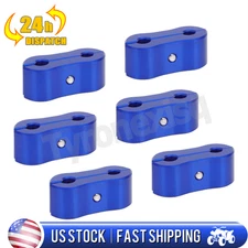 6 X Aluminum 3/16 Brake Tubing Hose Separator Clamp Dual Hose Clamp Blue Set US