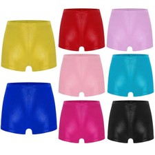 Kids Girls Metallic Mini Dots Shorts Elastic Waistband Hot Pants for Gymnastics