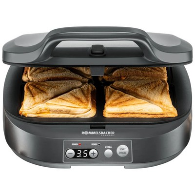 Sandwichmaker XL 1800W Antihaft Timer Schwarz Schnell Toast Grill
