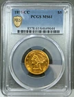 1891-CC U.S. $5 Gold Liberty Head Half Eagle PCGS MS61 ~ Carson City Gold Coin