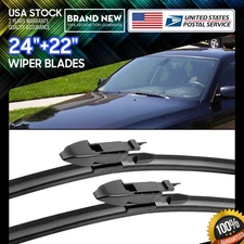 Waterproof 24''&22'' 1 Pair Rubber Windshield Wiper Blades OEM Replace QUALITY