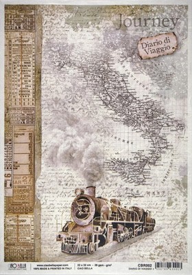 Reispapier Decoupage - Vintage Dampflokomotive Italien Karte - Ciao Bella CBR