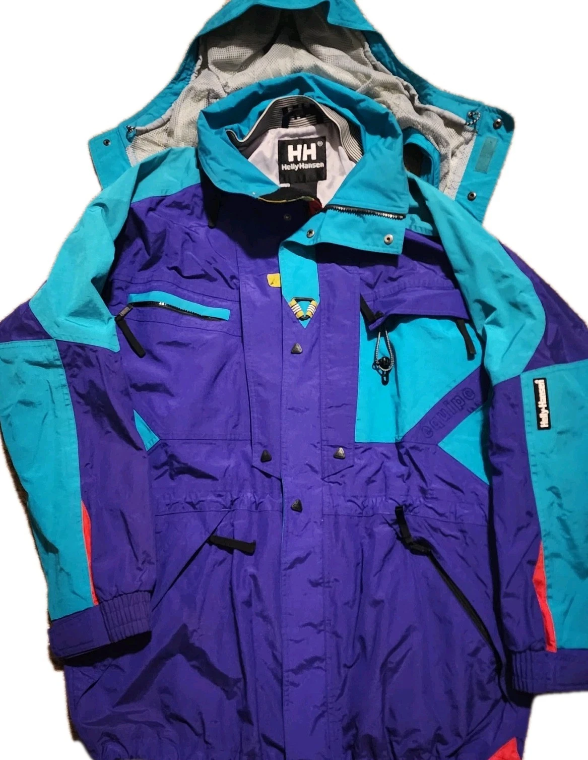 Helly Hansen Men L Equipe Helly Tech Ski Snowboard Nylon Parka Jacket Waterproof