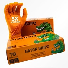 Tough Glove Gator Gripz - Diamond Texture Nitrile 50 Gloves - Orange - Large
