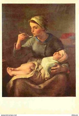 Postkarte - Kunst - Malerei - Jean-François Millet - La Bouillie - Karte von l