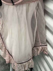 Victoria Secret Sexy Little Things 34c Lingerie Babydoll  Black Mesh Pink...