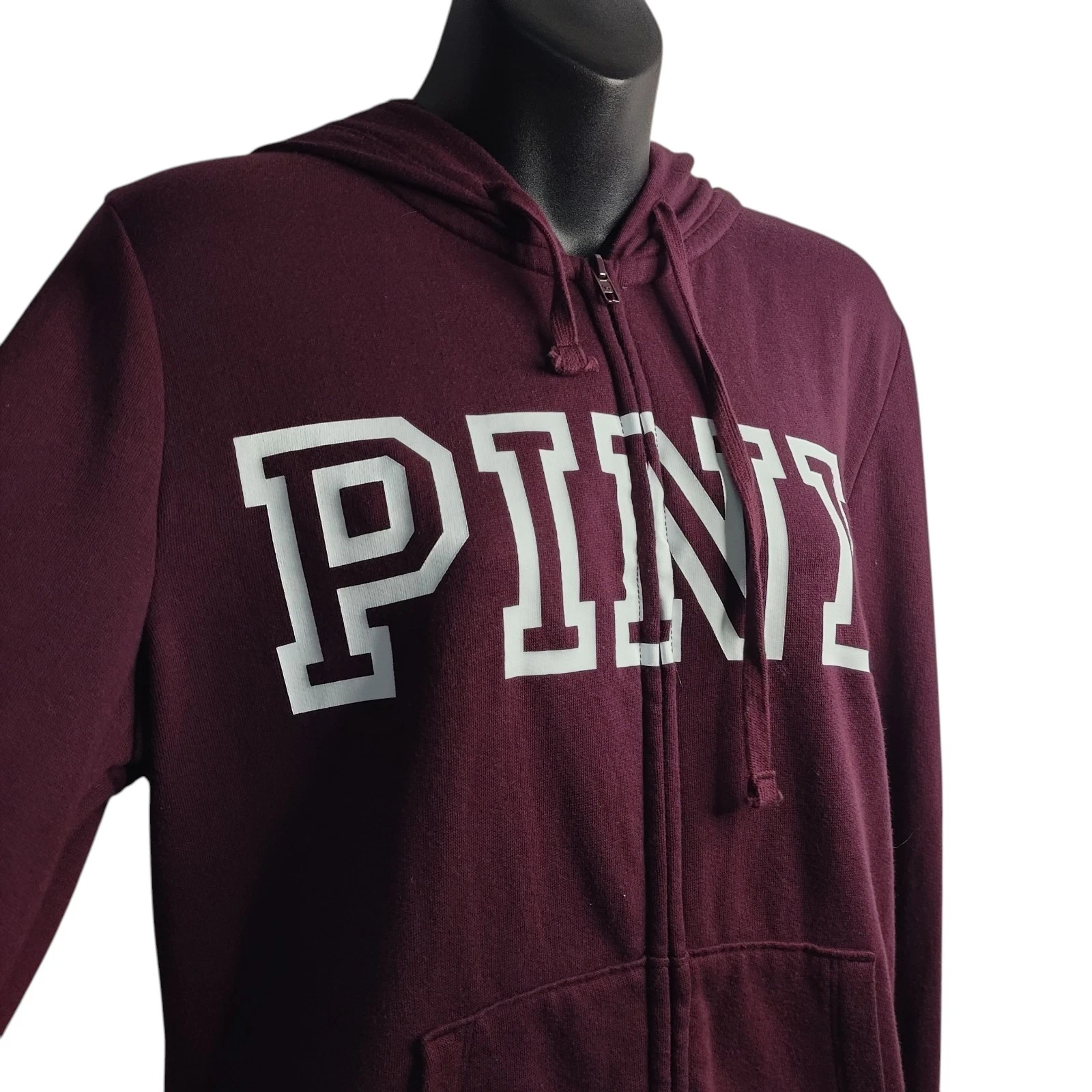 UNDERCOVER Giacca donna rosa Victoria’s Secret bordeaux full zip con cappuccio tasche taglia M