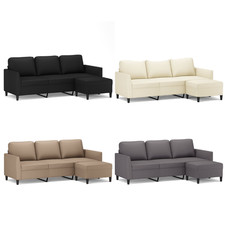 3-Sitzer-Sofa Terrassensofa Gartensofa Balkonsofa Sitzsofa mit Hocker Kunstleder