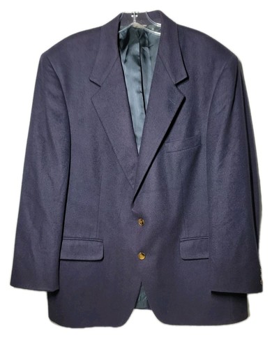 Bill Blass Blazer Sport Coat Men Navy Blue 44R 100% Pure Cashmere