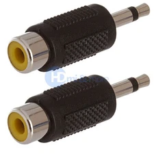 RCA Female Jack to 3.5mm Mono Male Y Splitter Audio Cable Adapter - LOT of 2