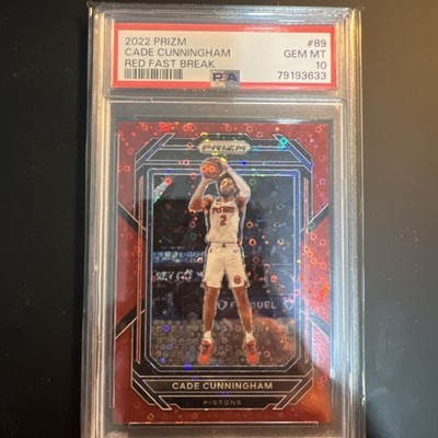 2022-23 Panini Prizm #89 Cade Cunningham /100 Red Fast Break Prizm Disco - PSA 10!