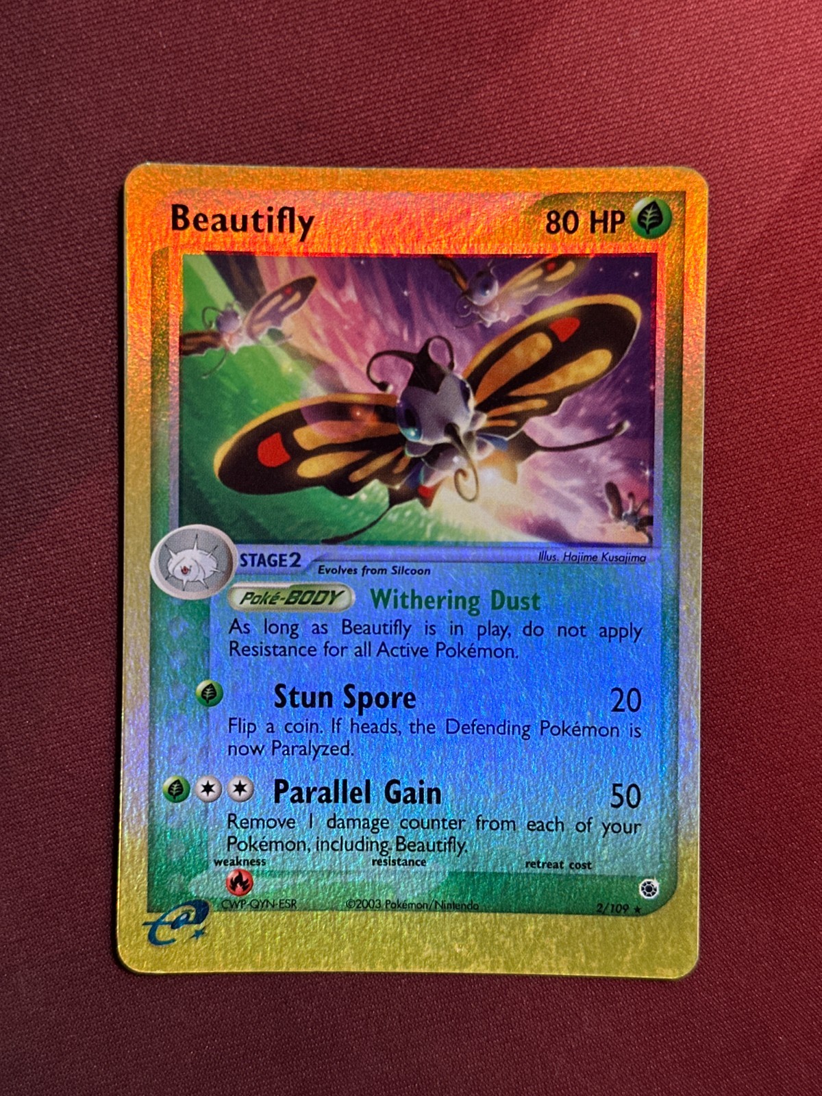 BEAUTIFLY 2/109 EX Ruby & Sapphire REVERSE HOLO RH rare Pokemon TCG card NM
