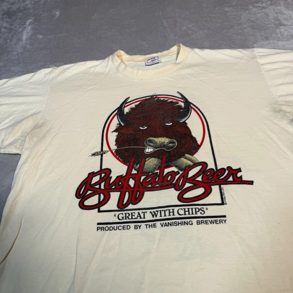 VTG Crazy Shirts Mens Large Beige Buffalo Beer Hawaii Double Sided Single Stitch - Image 3 of 4