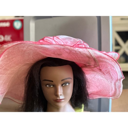 Pink Church Derby Hat Wide Brim Formal Special Occasion Tea Party