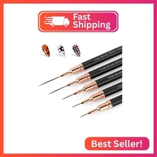 Artdone Metallic Nail Art Pens, Liner Brushes Set, 5PCS Black Color Nail Tools F