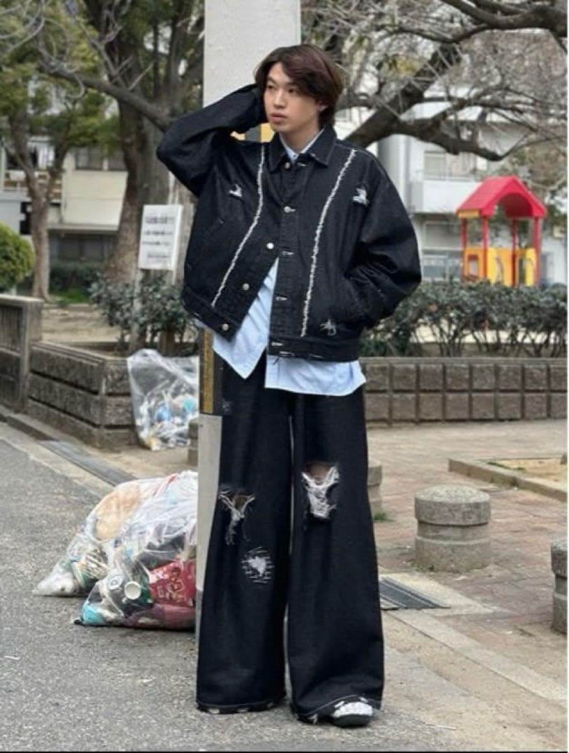 GIDEAL. Denim Set Up Damaged Processing Glitter B… - image 2