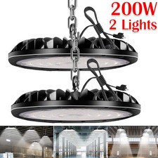 2 Pack 200W UFO LED High Bay Light Factory Warehouse Commercial Light Fixtures