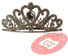 FASHION  FLUFF Crystal CROWN TIARA Comb