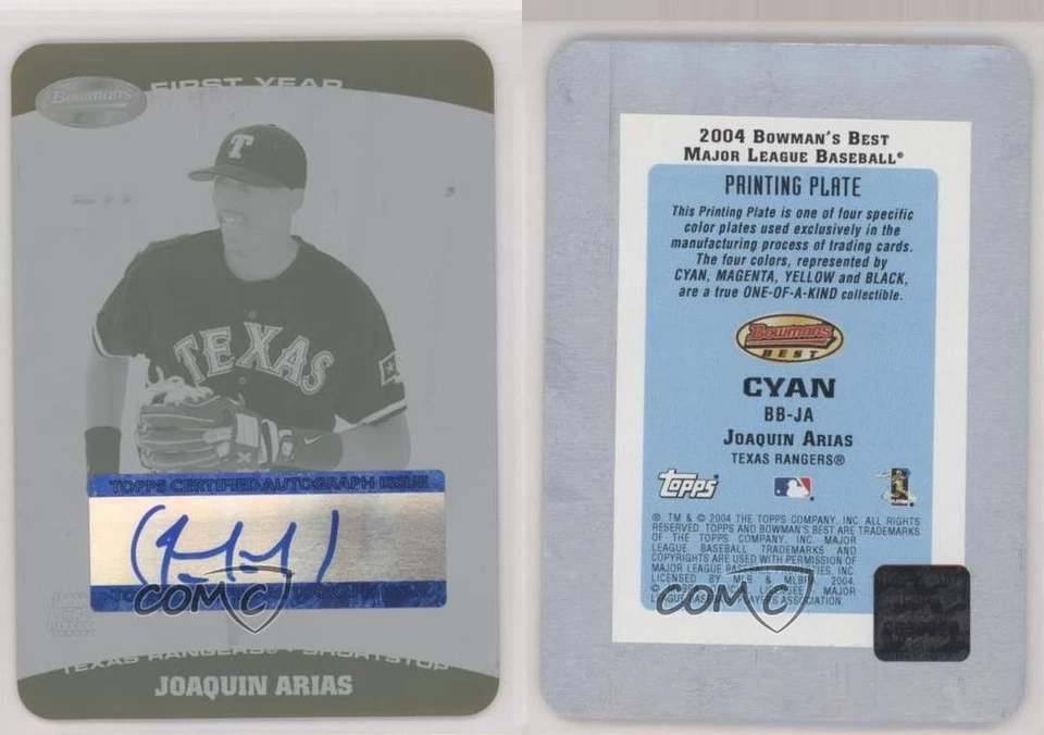 2004 Bowman's Best First Year Auto Printing Plate Cyan 1/1 Joaquin Arias 9v7 - Image 3 of 3