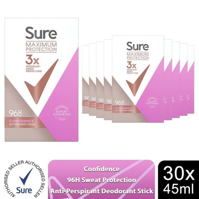 Sure Women Maximum Anti-Transpirant Deodorant Creme Stick Confidence 45ml, 30 Stück