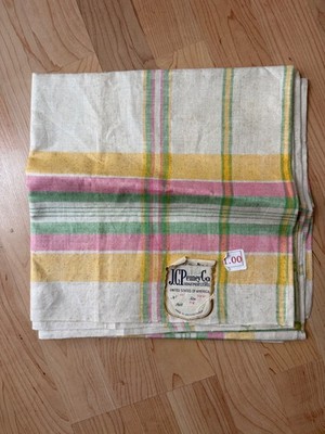 Vtg J C Penney  Pure Linen Remnant 52''x58'' Czechoslovakia Fabric patt 218