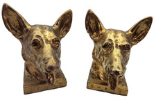 Pr. BRONZED GERMAN SHEPHERD BOOKEND SEEING EYE DOG BUDDY SIGN McCLELLAND BARCLAY