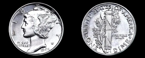 1942-P MERCURY SILVER DIME 10C TOP SOLID GEM-BU++++ HIGH GRADE HIGHER MS++++!!