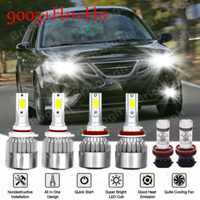 For Saab 9-7x 2005-2009 LED Headlight High Low Fog Light Bulbs Combo Kit 6000K