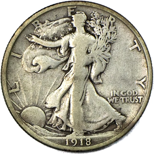 1918-S San Francisco Walking Liberty Half Dollar 50c Very Fine VF+