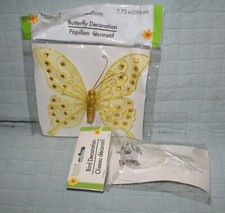Floral Garden Bird  Butterfly Glittery Decorations Silver Gold Craft Fast Ship