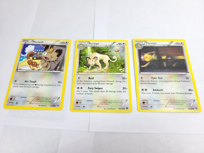 Meowth & Persian ポケモンカードセット Meowth and Persian (x2) Pokemon Card TCG Lot Set of 3 Normal Type