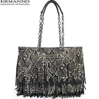 ERMANNO Ermanno Scervino Tasche Shopper Medium mit Fransen Python Motiv 50% RABATT