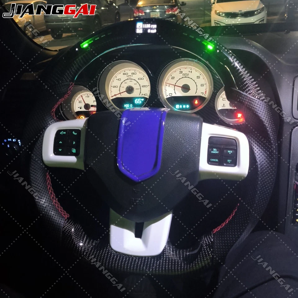 Volante LED de fibra de carbono Fit Dodge Charger Challenger Durango 2011-2014 Foto 3 de 4