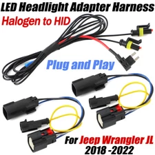 For Jeep Wrangler JL LED Headlight Adapter with DRL 4th Wiring Harness 2018-2022