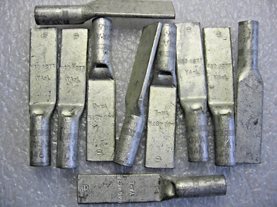 10) Burndy YA4C-2LU HYLUG Blank Tongue Copper Crimp Terminal Lug #4 AWG STR/N40