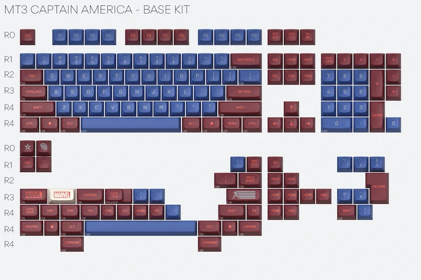 キーボード Drop + Marvel Captain America Keycap Set Drop + Marvel Captain America Keycap Set | Mechanical
