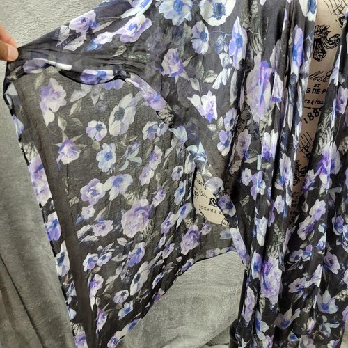 Rebecca Minkoff Ruana Womens One Size Purple Floral Wrap Shawl Moroccan Boho - Picture 3 of 7