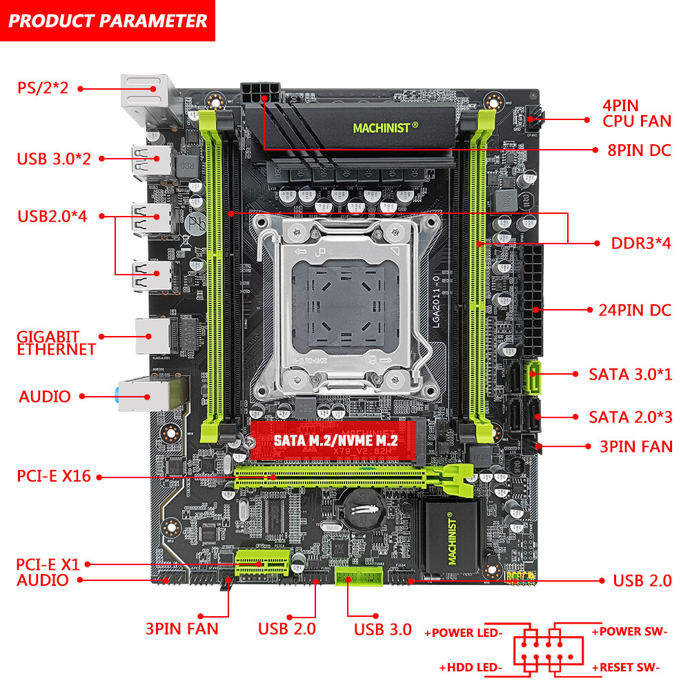 X79 Motherboard LGA 2011 M-ATX NVME Support Xeon E5 V1/V2 Dual
