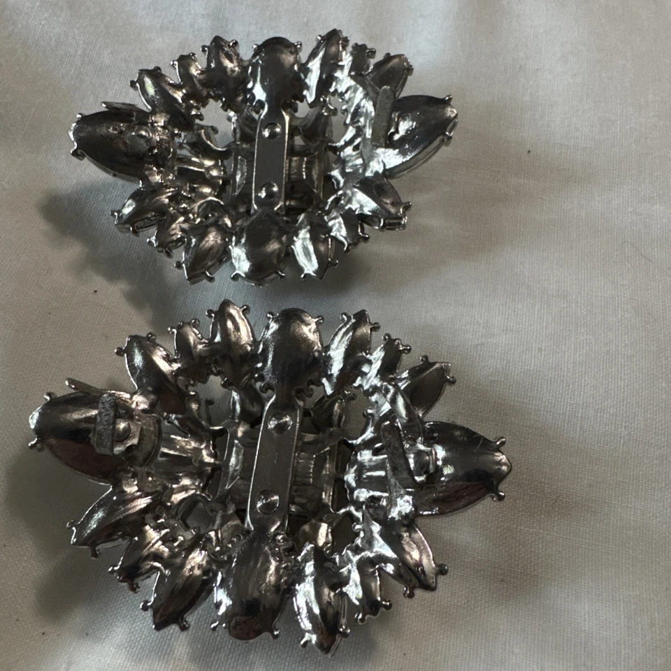 Hebillas clips de zapatos antiguos Art Deco con estrás Foto 2 de 4